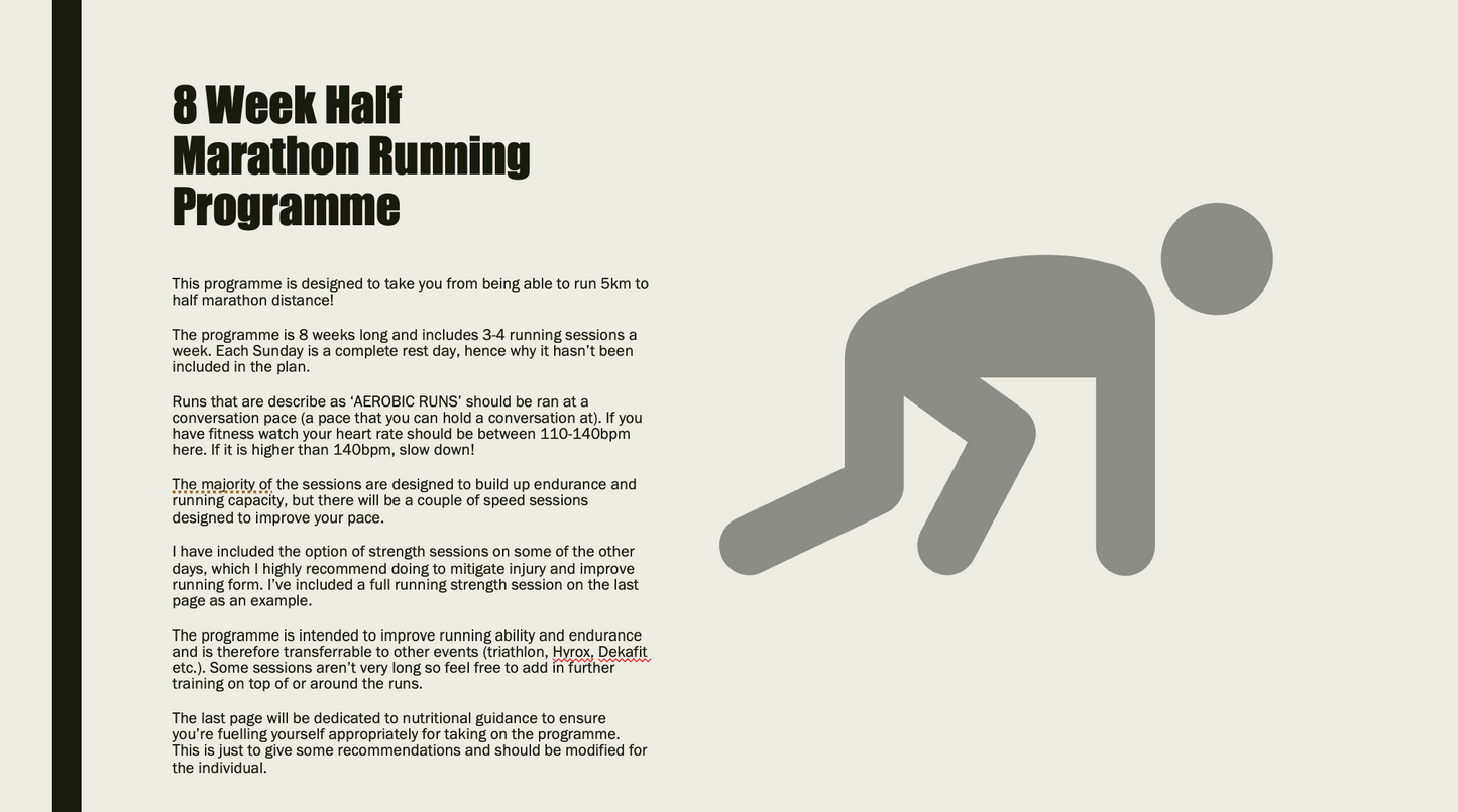 The 8 Week Half Marathon Running Programme